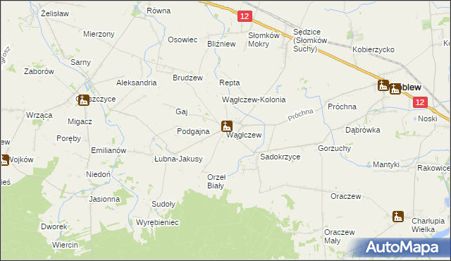 mapa Wągłczew, Wągłczew na mapie Targeo