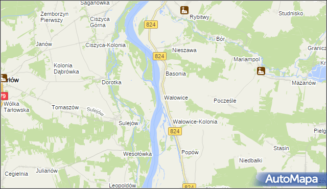 mapa Wałowice gmina Józefów nad Wisłą, Wałowice gmina Józefów nad Wisłą na mapie Targeo