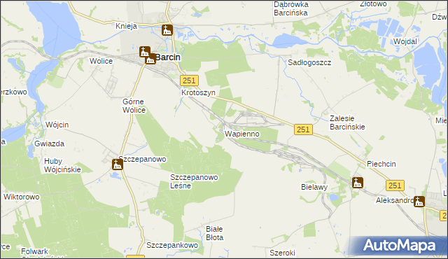 mapa Wapienno, Wapienno na mapie Targeo