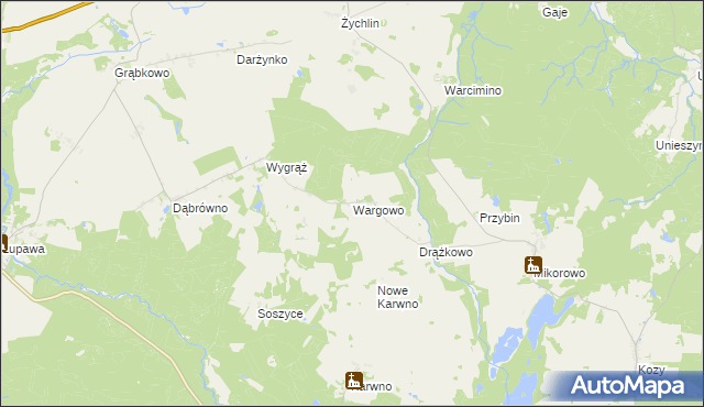 mapa Wargowo gmina Czarna Dąbrówka, Wargowo gmina Czarna Dąbrówka na mapie Targeo