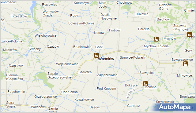 mapa Waśniów, Waśniów na mapie Targeo