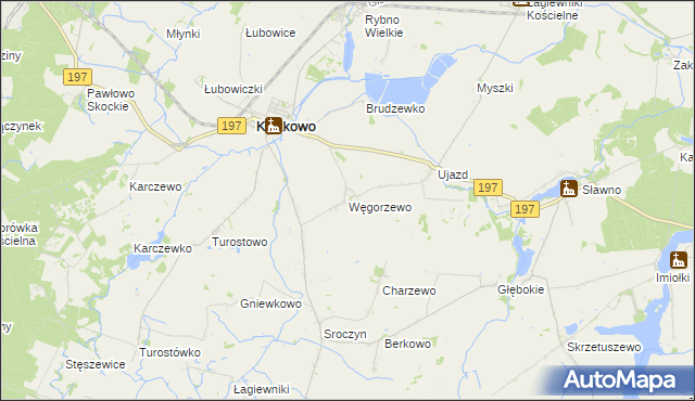 mapa Węgorzewo gmina Kiszkowo, Węgorzewo gmina Kiszkowo na mapie Targeo