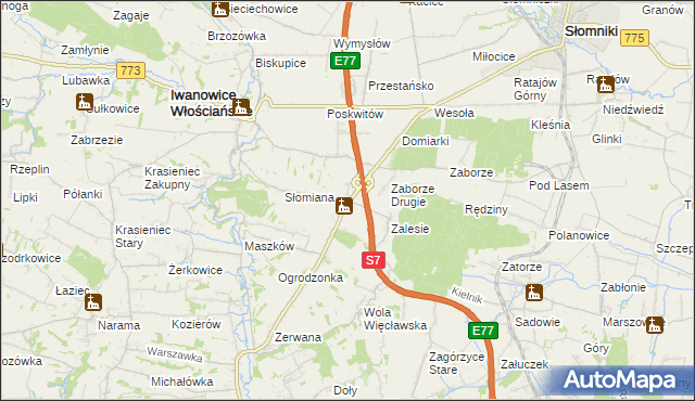 mapa Widoma gmina Iwanowice, Widoma gmina Iwanowice na mapie Targeo