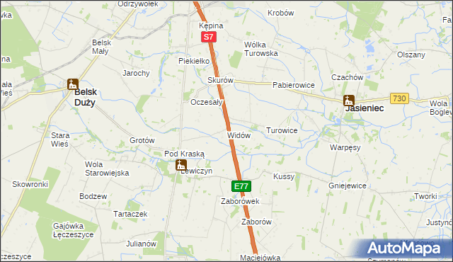 mapa Widów gmina Belsk Duży, Widów gmina Belsk Duży na mapie Targeo