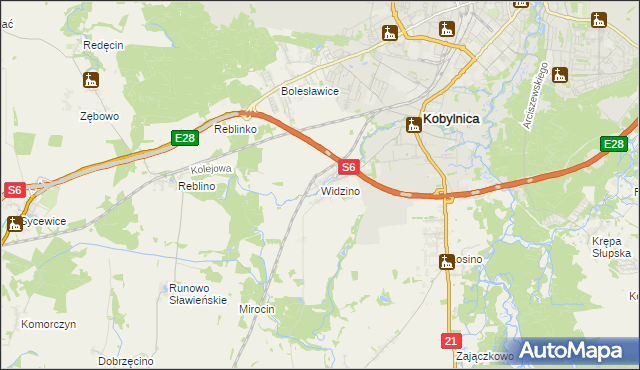 mapa Widzino, Widzino na mapie Targeo