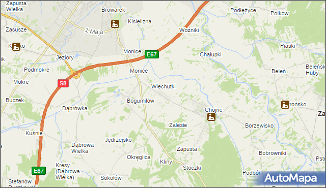 mapa Wiechucice, Wiechucice na mapie Targeo