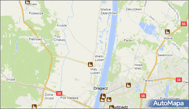 mapa Wielki Lubień, Wielki Lubień na mapie Targeo