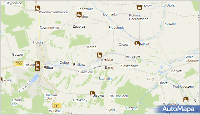 mapa Wierbka, Wierbka na mapie Targeo
