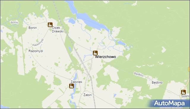 mapa Wierzchowo powiat drawski, Wierzchowo powiat drawski na mapie Targeo