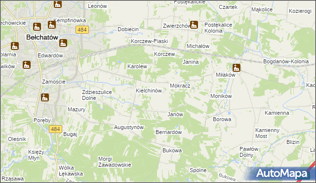 mapa Wiktorów gmina Bełchatów, Wiktorów gmina Bełchatów na mapie Targeo