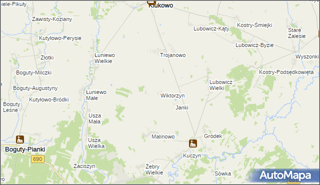 mapa Wiktorzyn gmina Klukowo, Wiktorzyn gmina Klukowo na mapie Targeo