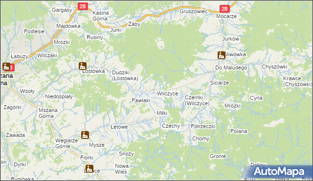 mapa Wilczyce gmina Dobra, Wilczyce gmina Dobra na mapie Targeo