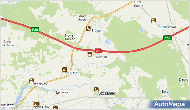 mapa Wilenko, Wilenko na mapie Targeo