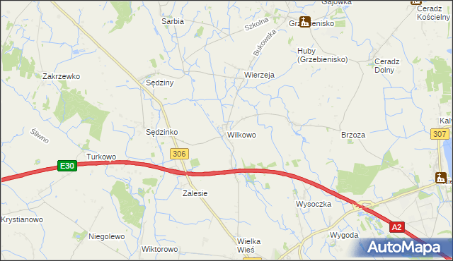 mapa Wilkowo gmina Duszniki, Wilkowo gmina Duszniki na mapie Targeo