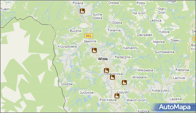 mapa Wisła, Wisła na mapie Targeo