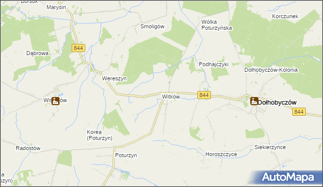 mapa Witków gmina Dołhobyczów, Witków gmina Dołhobyczów na mapie Targeo