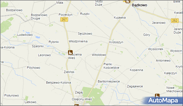 mapa Witoldowo gmina Osięciny, Witoldowo gmina Osięciny na mapie Targeo