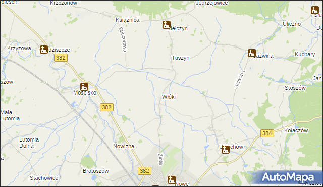 mapa Włóki gmina Dzierżoniów, Włóki gmina Dzierżoniów na mapie Targeo