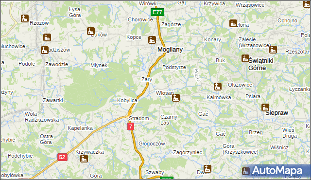 mapa Włosań, Włosań na mapie Targeo