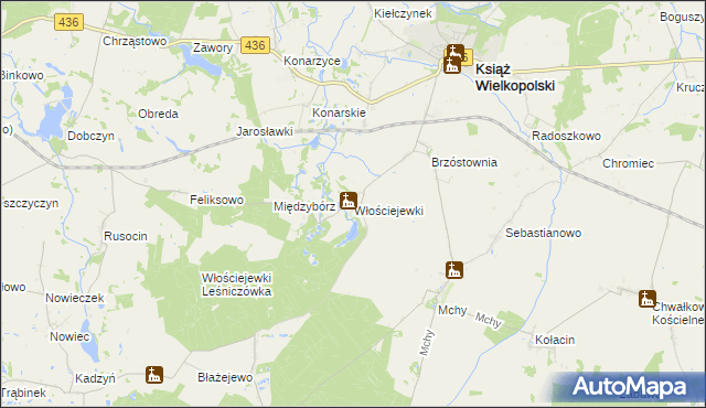 mapa Włościejewki, Włościejewki na mapie Targeo