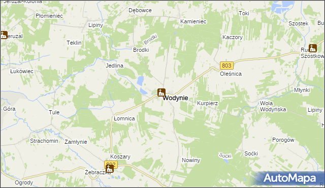 mapa Wodynie, Wodynie na mapie Targeo
