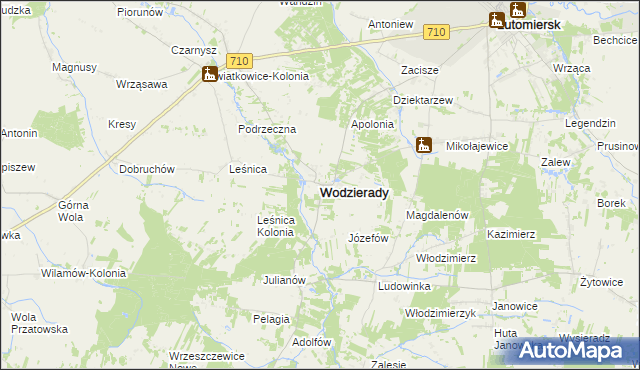 mapa Wodzierady, Wodzierady na mapie Targeo