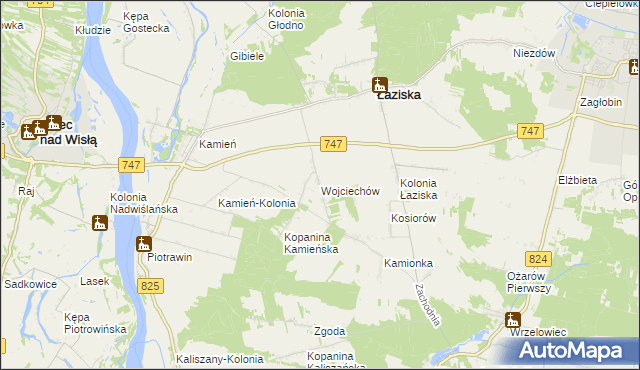 mapa Wojciechów gmina Łaziska, Wojciechów gmina Łaziska na mapie Targeo