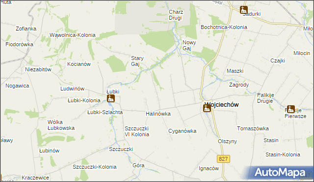 mapa Wojciechów-Kolonia Pierwsza, Wojciechów-Kolonia Pierwsza na mapie Targeo
