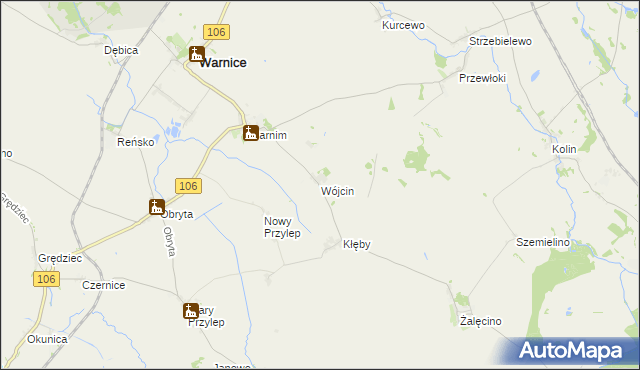 mapa Wójcin gmina Warnice, Wójcin gmina Warnice na mapie Targeo