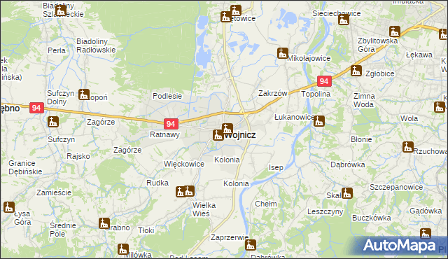 mapa Wojnicz, Wojnicz na mapie Targeo