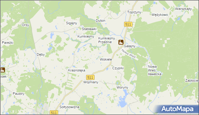 mapa Wokiele, Wokiele na mapie Targeo