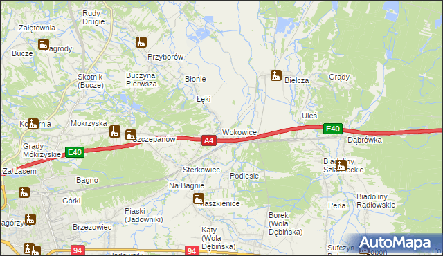 mapa Wokowice, Wokowice na mapie Targeo