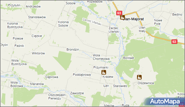 mapa Wola Chomejowa, Wola Chomejowa na mapie Targeo
