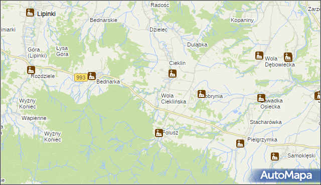 mapa Wola Cieklińska, Wola Cieklińska na mapie Targeo