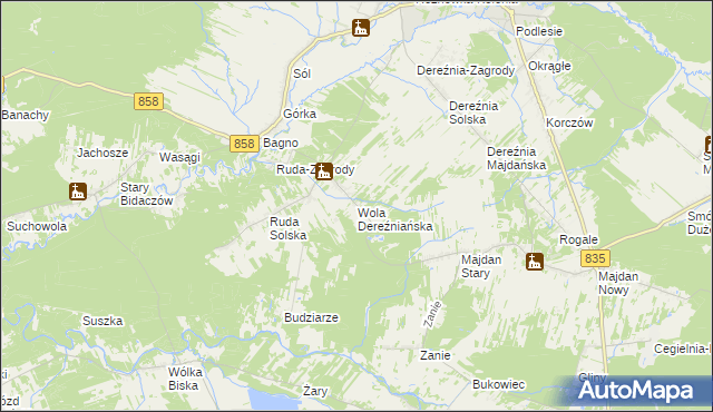 mapa Wola Dereźniańska, Wola Dereźniańska na mapie Targeo