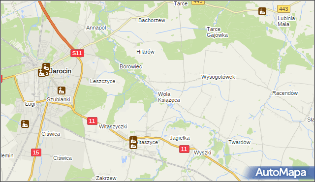 mapa Wola Książęca, Wola Książęca na mapie Targeo