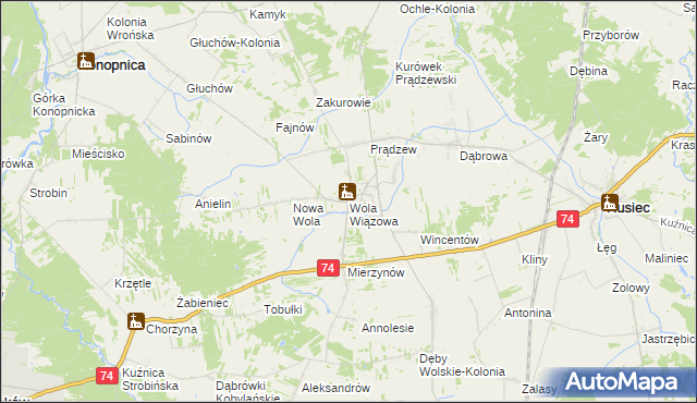 mapa Wola Wiązowa, Wola Wiązowa na mapie Targeo