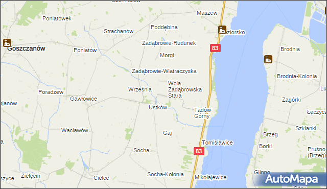 mapa Wola Zadąbrowska, Wola Zadąbrowska na mapie Targeo