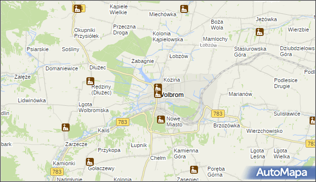 mapa Wolbrom, Wolbrom na mapie Targeo