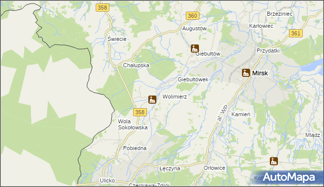 mapa Wolimierz, Wolimierz na mapie Targeo