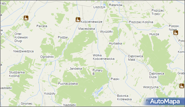 mapa Wólka Kościeniewicka, Wólka Kościeniewicka na mapie Targeo