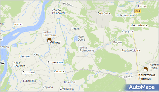 mapa Wólka Polanowska, Wólka Polanowska na mapie Targeo