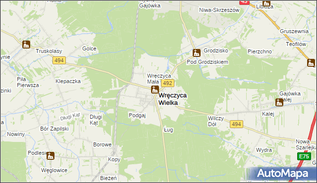 mapa Wręczyca Wielka, Wręczyca Wielka na mapie Targeo