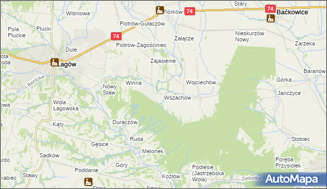 mapa Wszachów, Wszachów na mapie Targeo