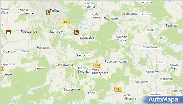 mapa Wygoda gmina Bełchatów, Wygoda gmina Bełchatów na mapie Targeo