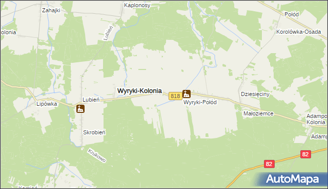 mapa Wyryki-Wola, Wyryki-Wola na mapie Targeo