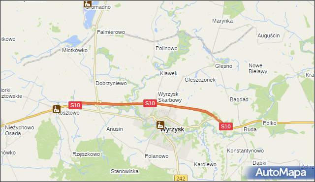 mapa Wyrzysk Skarbowy, Wyrzysk Skarbowy na mapie Targeo