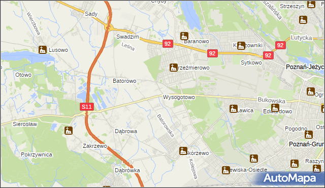 mapa Wysogotowo, Wysogotowo na mapie Targeo