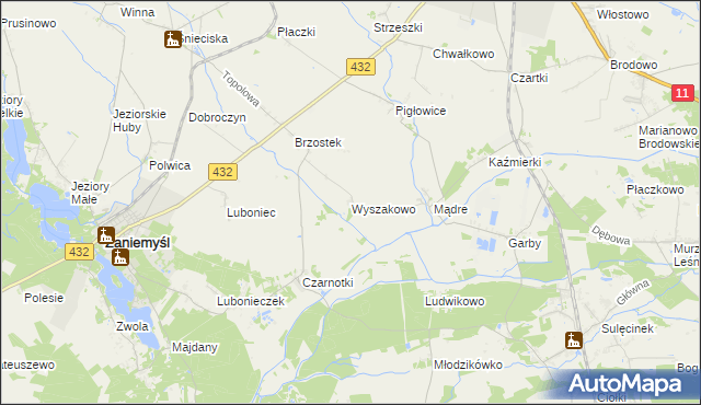 mapa Wyszakowo, Wyszakowo na mapie Targeo