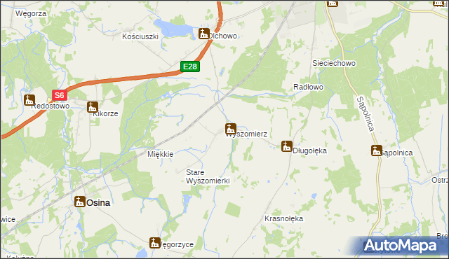 mapa Wyszomierz gmina Nowogard, Wyszomierz gmina Nowogard na mapie Targeo